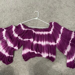 Purple Tie-Dye Off-Shoulder Women's Top